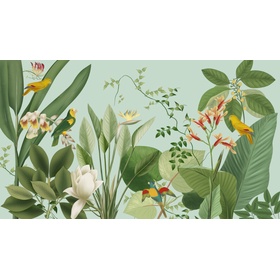 File tranh nền tường cây hoa và chim nhiệt đới vẽ tay - DT045
