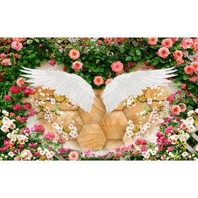 File tranh bức tường hoa leo và cánh thiên thần - DT028