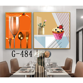 File tranh bộ 2 trừu tượng phòng ăn hiện đại - G-484