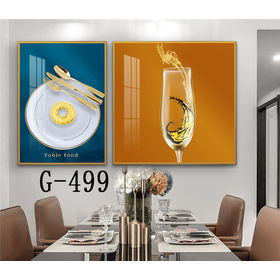 File tranh bộ 2 trừu tượng phòng ăn hiện đại - G-499