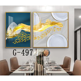 File tranh bộ 2 trừu tượng phòng ăn hiện đại - G-497