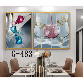 File tranh bộ 2 trừu tượng phòng ăn hiện đại - G-483