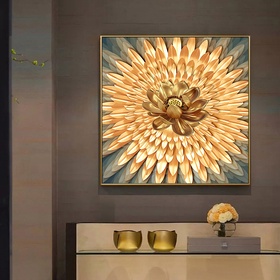 File tranh hoa sen vàng 3D - S027