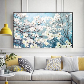 File tranh sơn dầu phong cảnh rừng hoa trắng - HG1085