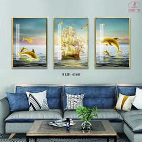 File tranh thuyền buồm và cá heo vàng - SLH-4168