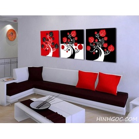File tranh bộ nghệ thuật cây 3 sắc màu đen đỏ trắng - HG305_11