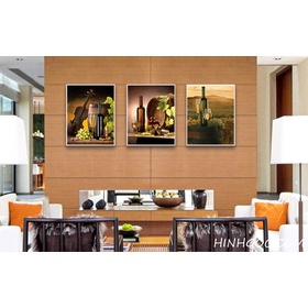 File bộ 3 tranh rượu vang trang trí phòng ăn - HG3003
