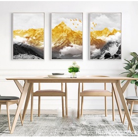 File tranh phong cảnh hiện đại núi tuyết vàng - HG1033