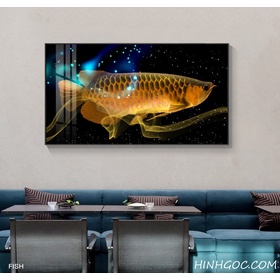 File tranh phong thủy cá rồng vàng - HG1051