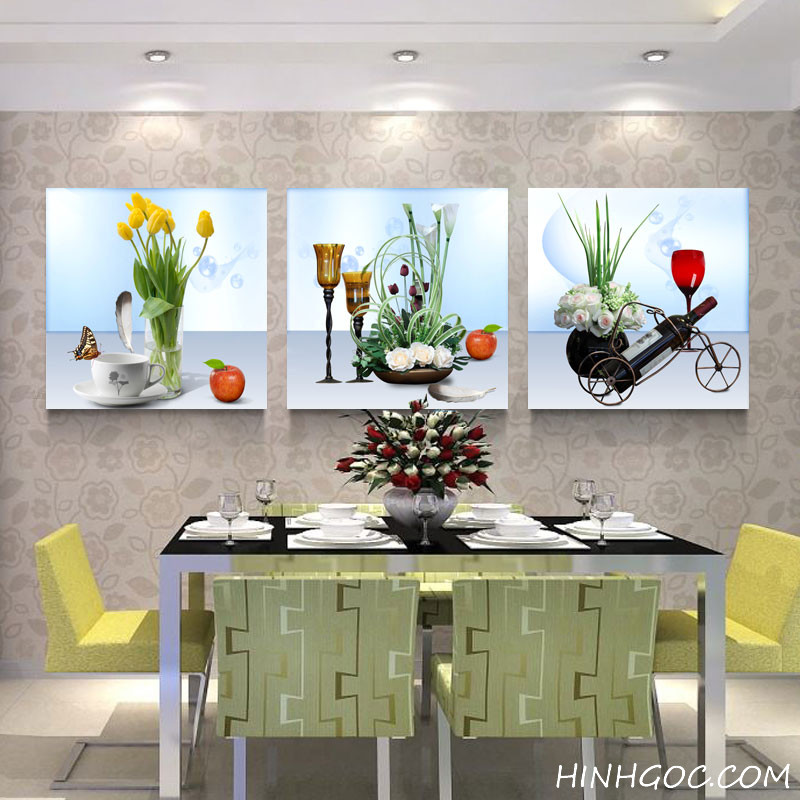 File tranh hoa và rượu vang trang trí phòng ăn - HG3010