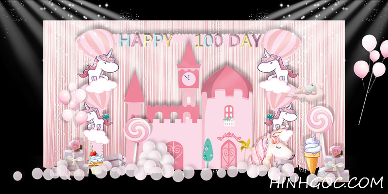 File backdrop sinh nhật bé gái siêu cute - BD001