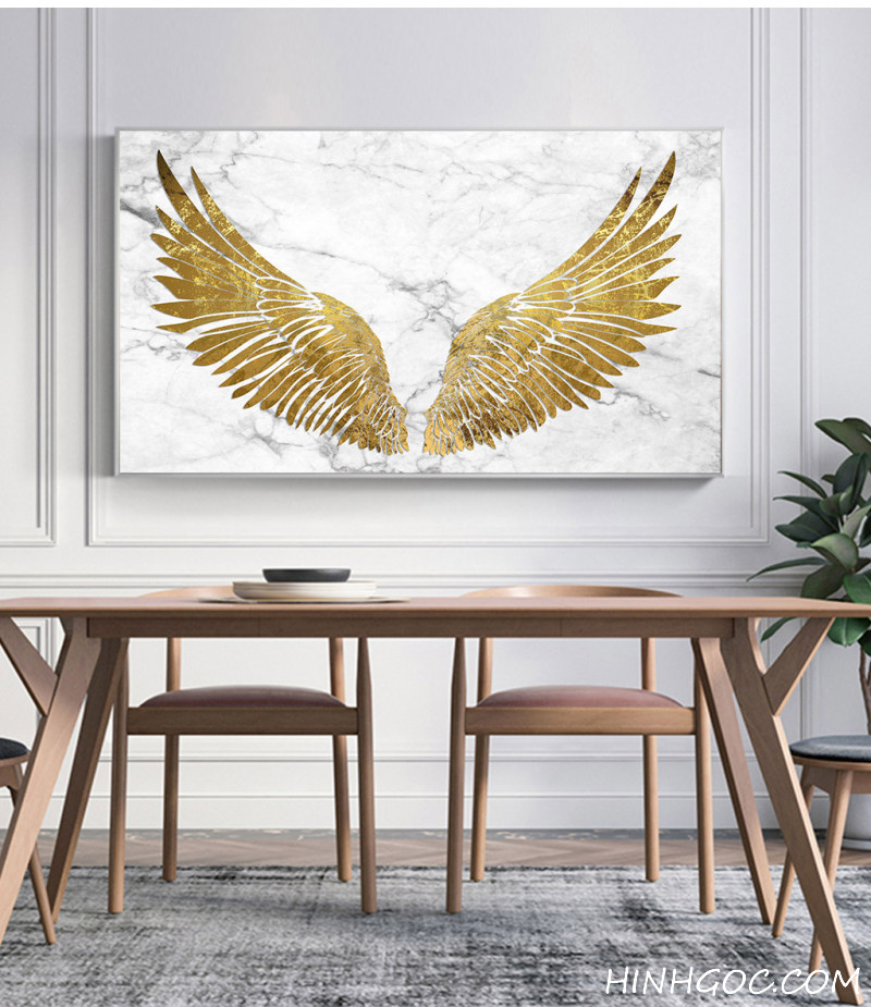 FIle tranh cánh thiên thần vàng nền sứ vân mây - HG1072