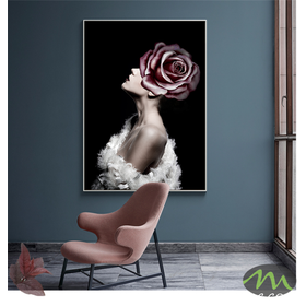 File tranh chân dung cô gái và hoa hồng - CD0012
