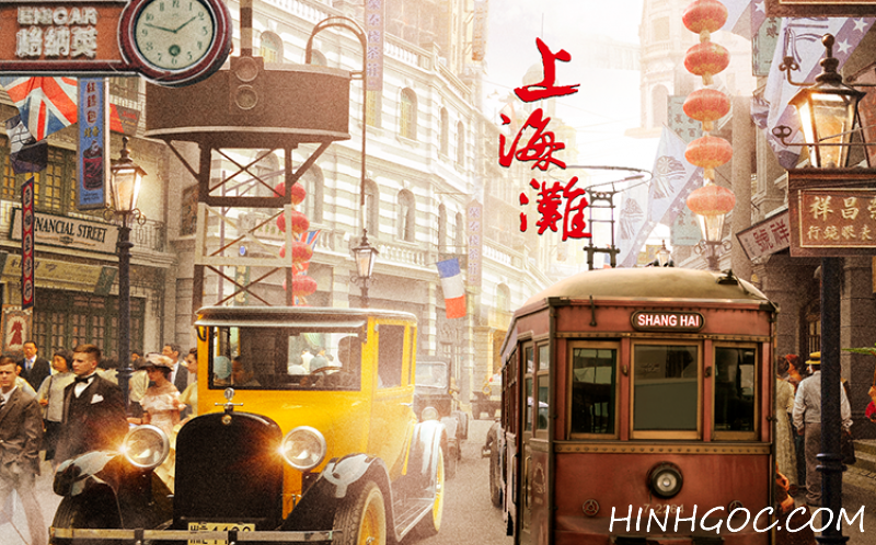 File tranh phong cảnh đường phố Thượng Hải xưa - HG177