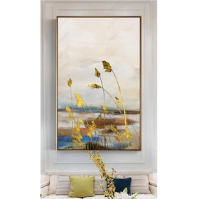 File tranh cây sậy vàng phong cách sơn dầu hiện đại- HG206