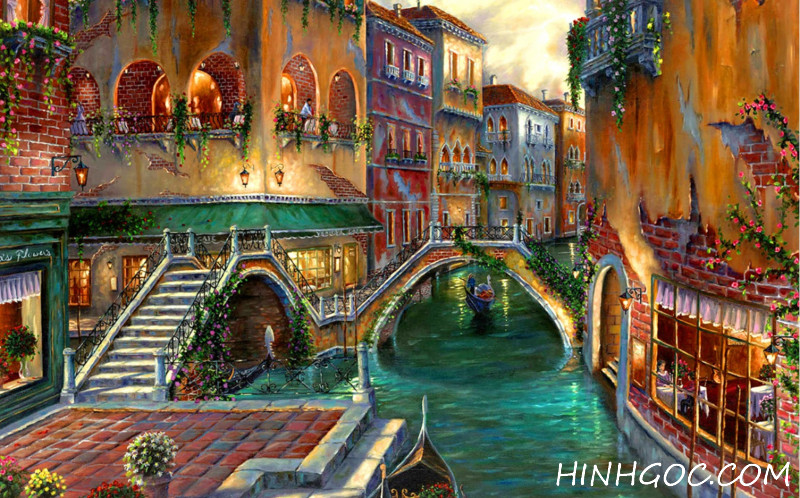 File tranh phong cảnh thành phố nước Venice vẽ tay - OP15513105