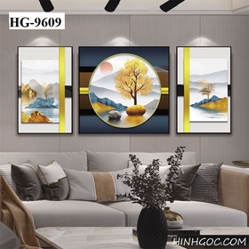 File tranh sơn thủy kết hợp hình học trừu tượng - HG-9609