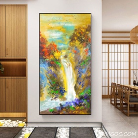 File tranh sơn dầu trừu tượng phong cảnh thác nước - OP17629700