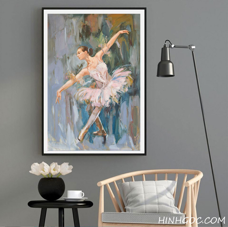 File tranh sơn dầu cô gái múa ba lê - OP16133173