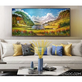 File tranh sơn dầu phong cảnh núi đồi - OP17066545